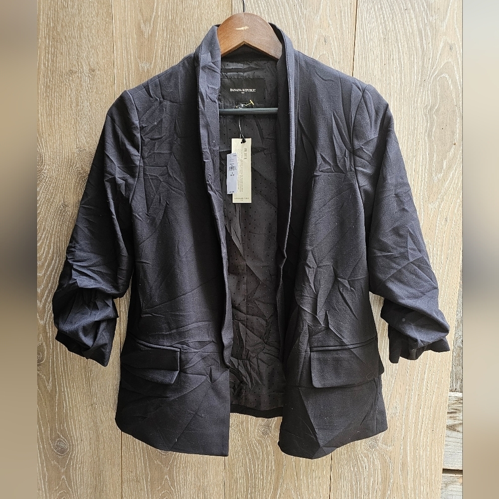 Banana Republic NWT Black Blazer Jacket Lined Business Professional Sm Petite